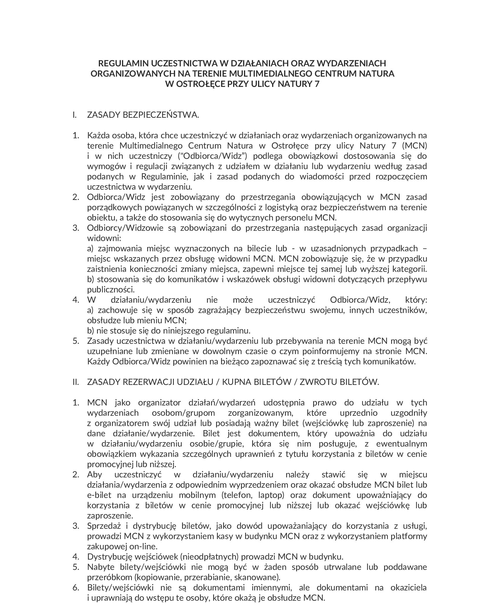 Regulamin - strona 1